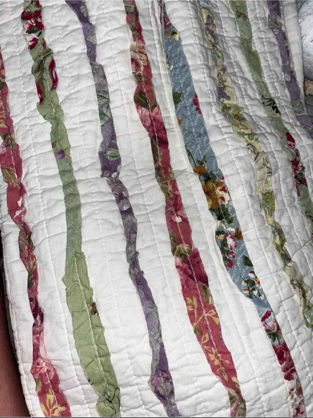 Greenland Home Bella Quilted Ruffle Shams Cotton Mixed Floral Stripe • King 2pc
